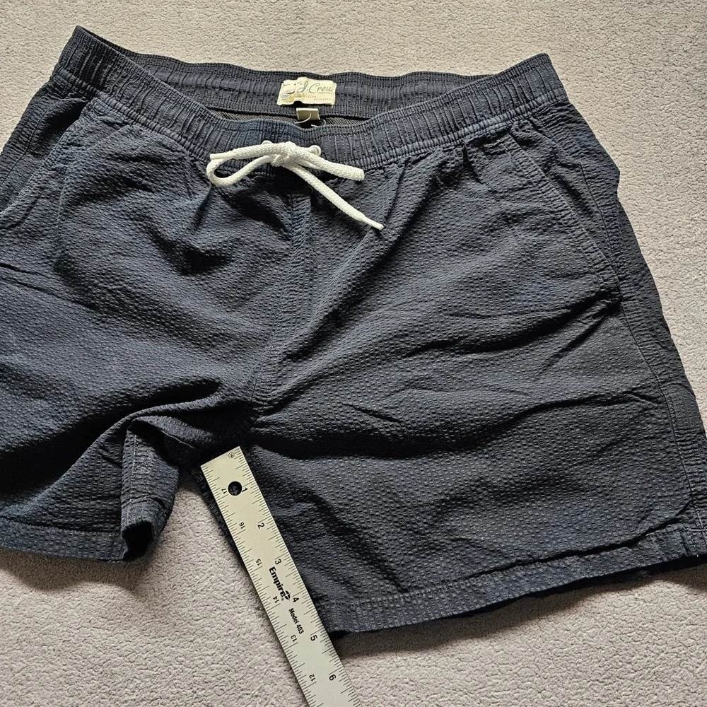J.Crew Seersucker Swim Trunks Mens M Navy Blue Original Swimwear Shorts 6in